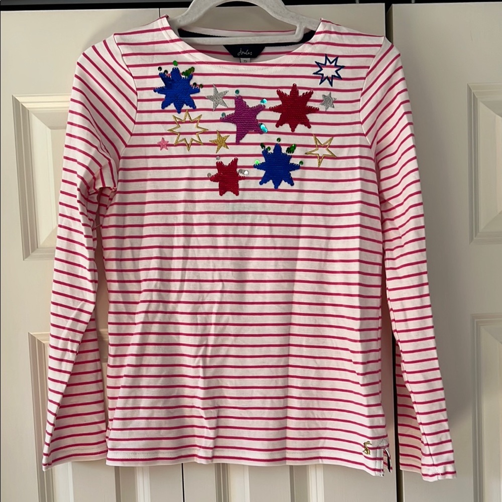Joules Kids Striped Red and White Star Top 12y NWT